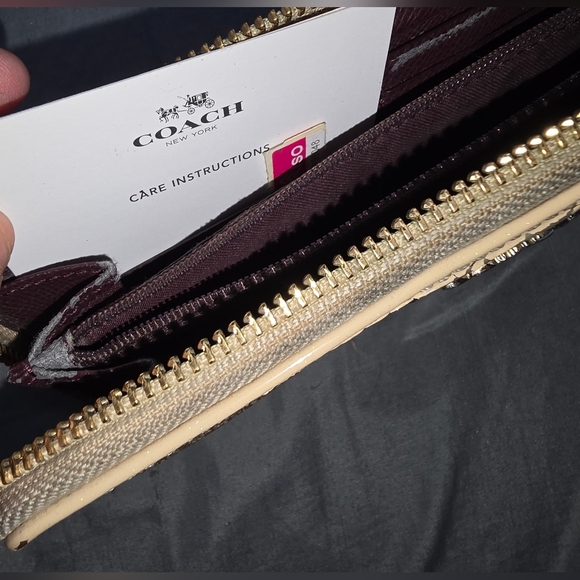 Coach Brown and Cream Corner Zip Wallet - Picture 7 of 8